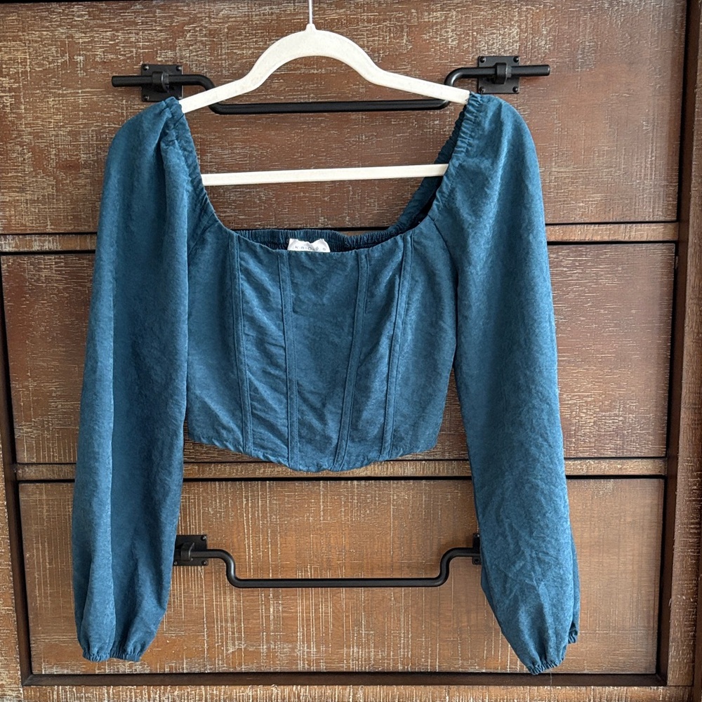 Chic Teal Women's Blouse with Square Neckline